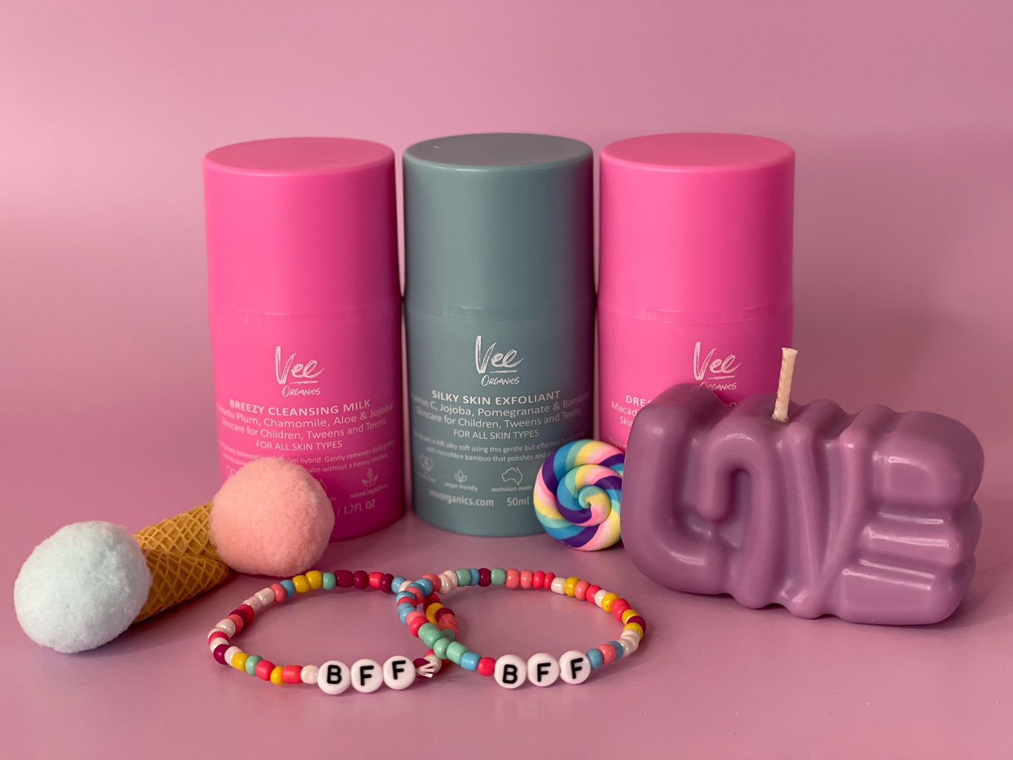 BFF Bundle - 3 or 4 Step Routine, 2 BFF Bracelets and fun scented candle